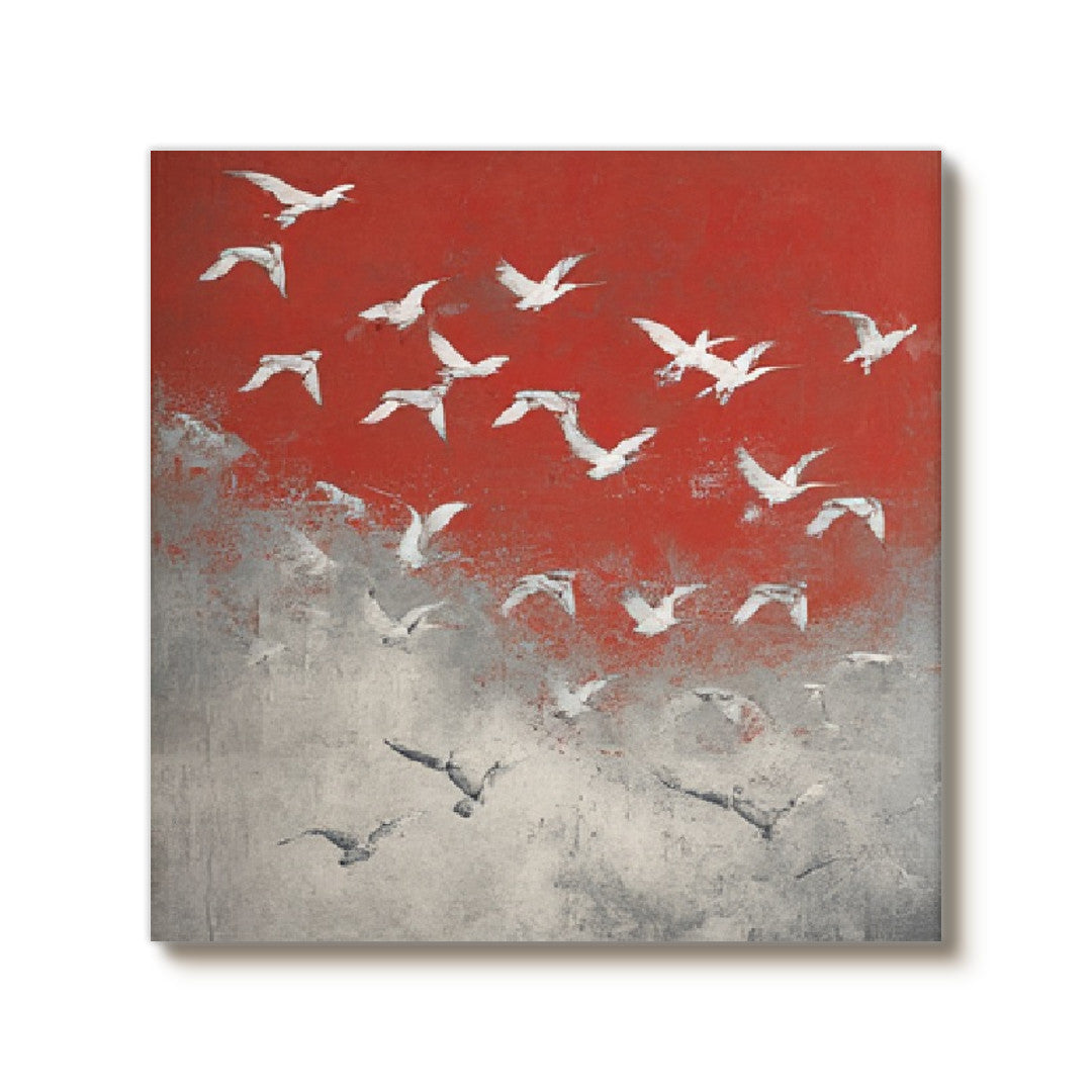 Symphony of Birds - Large Abstract Flying Birds Oil Painting