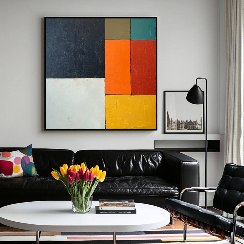 Color Blocks I - Colorful Abstract Art Canvas Painting
