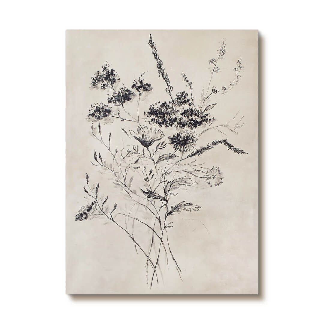 Floral Inference - Minimalist Floral Art Painting on Canvas