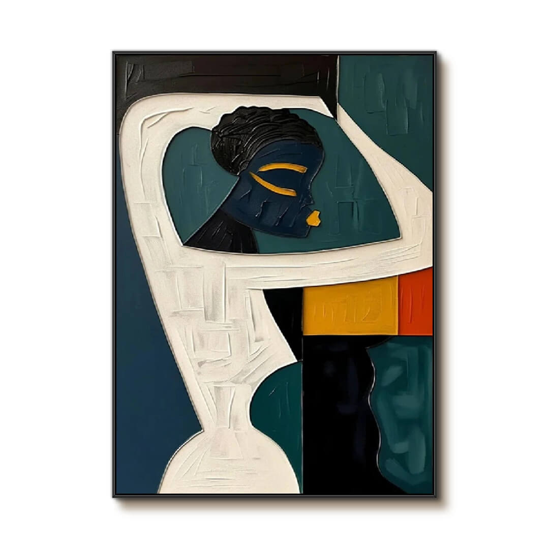 Cobalt Portrait - Blue and Yellow Modern Figurative Artwork