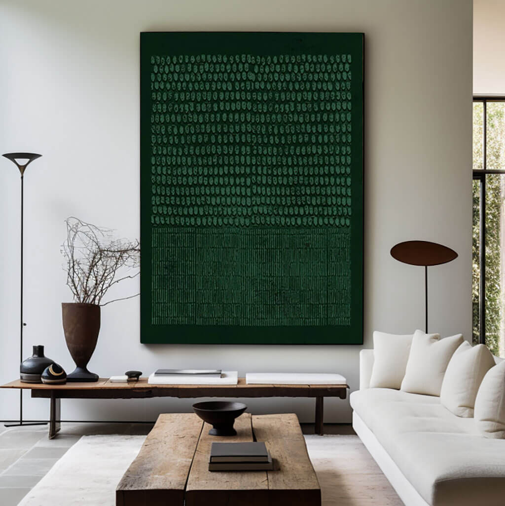 Dots And Blocks - Green Wabi Sabi Wall Art Painting