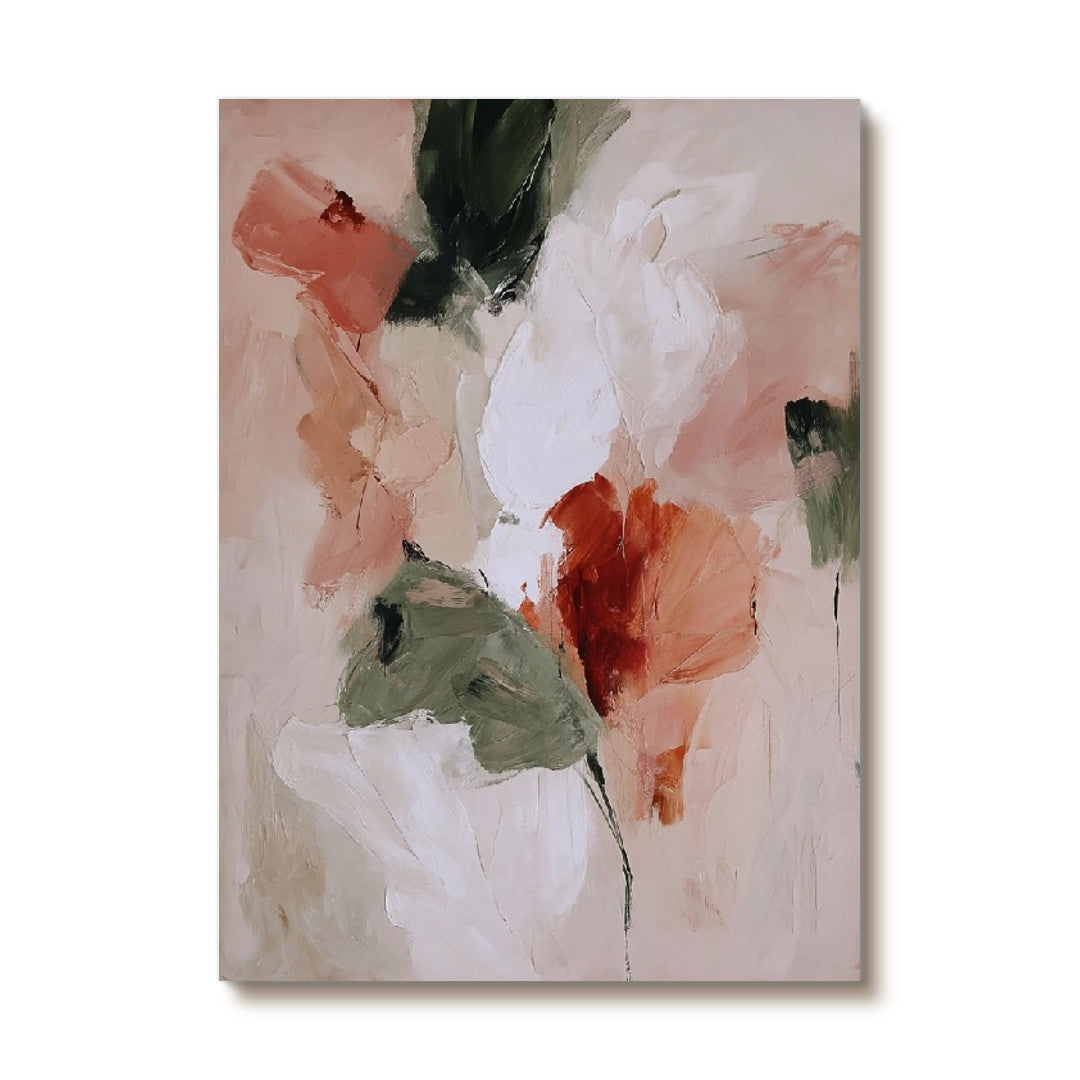 Whispers of Petals - Modern Impasto Abstract Floral Oil Painting