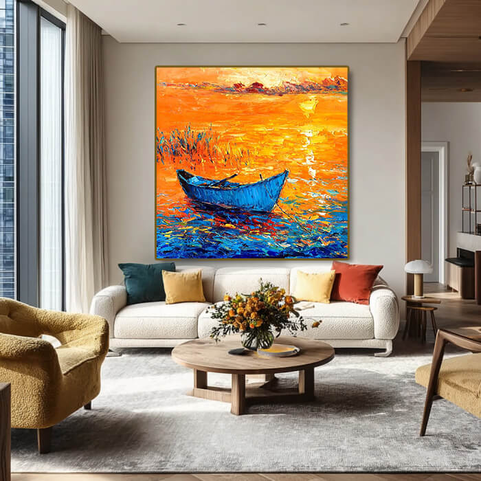 Docking at Sundown - Large Modern Abstract Seascape Wall Art
