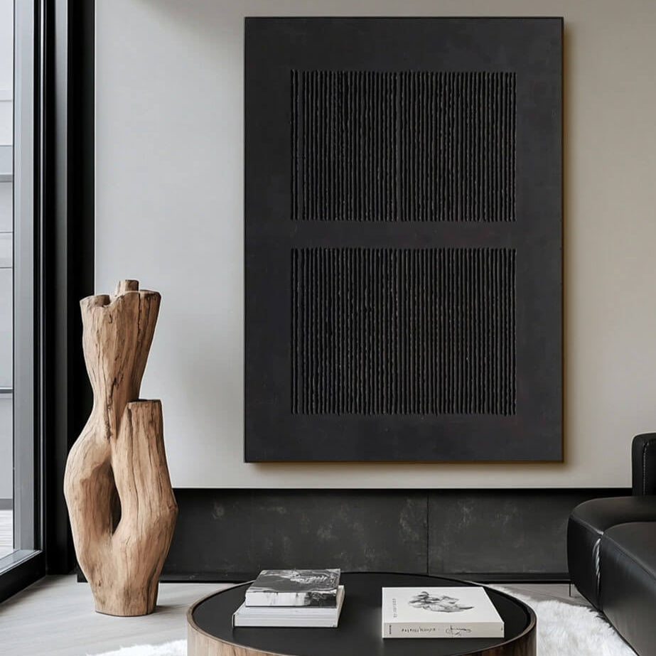 Vibration Black - Minimalist Textured Wall Art Painting