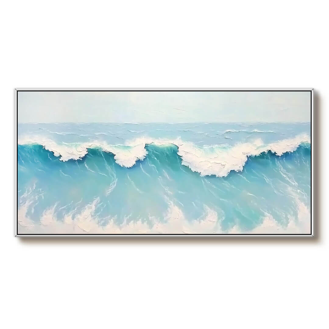 Seaspray - Textured Panoramic Wall Art Painting