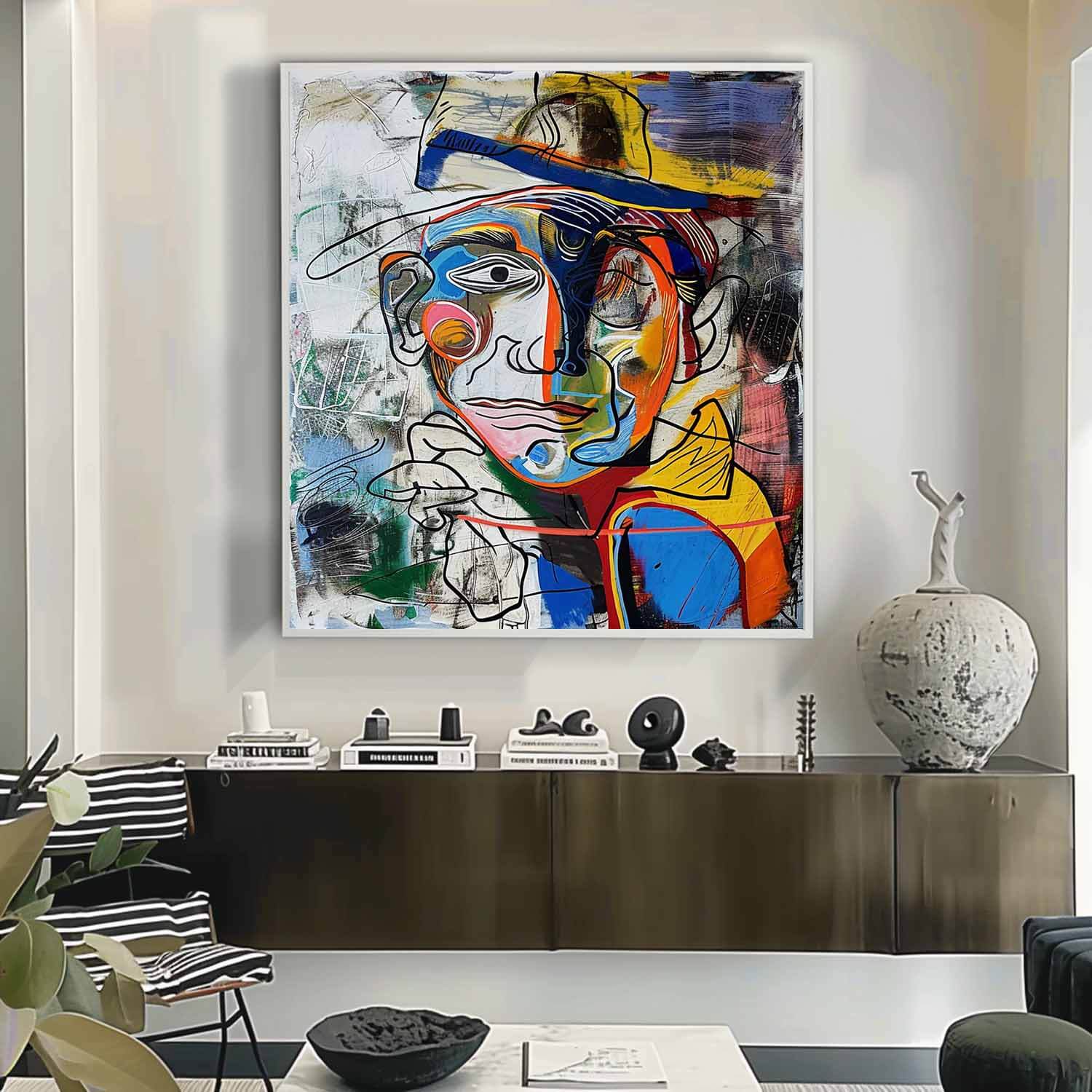 Fractured Persona - Colorful Figurative Canvas Art Painting