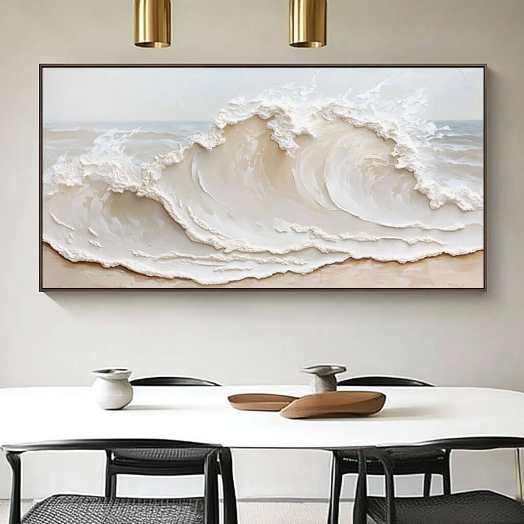 Crashing Waves - Plaster Textured Canvas Art Painting