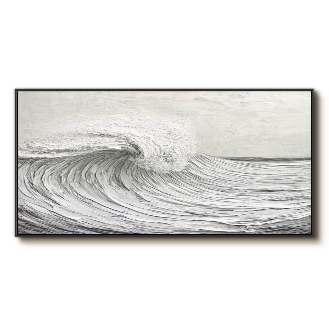 Seafoam Wave - Plaster Textured Canvas Art Painting