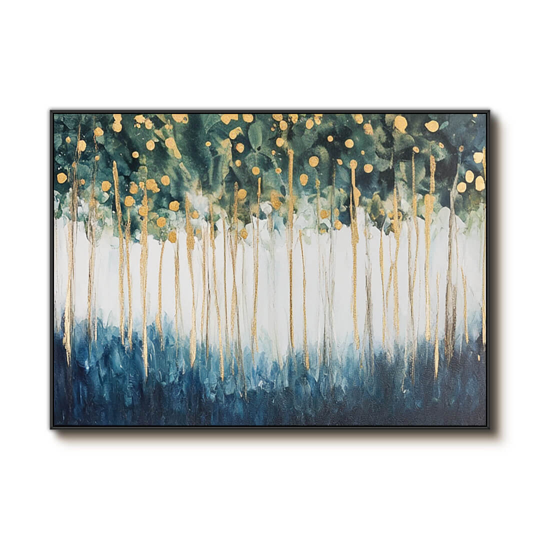 Golden Canopy - Abstract Forest Painting