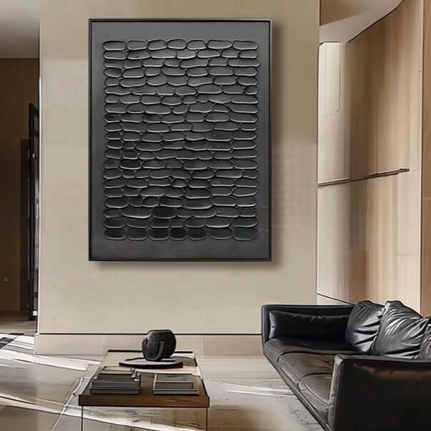 Black Pebbles - Large Abstract Art Painting