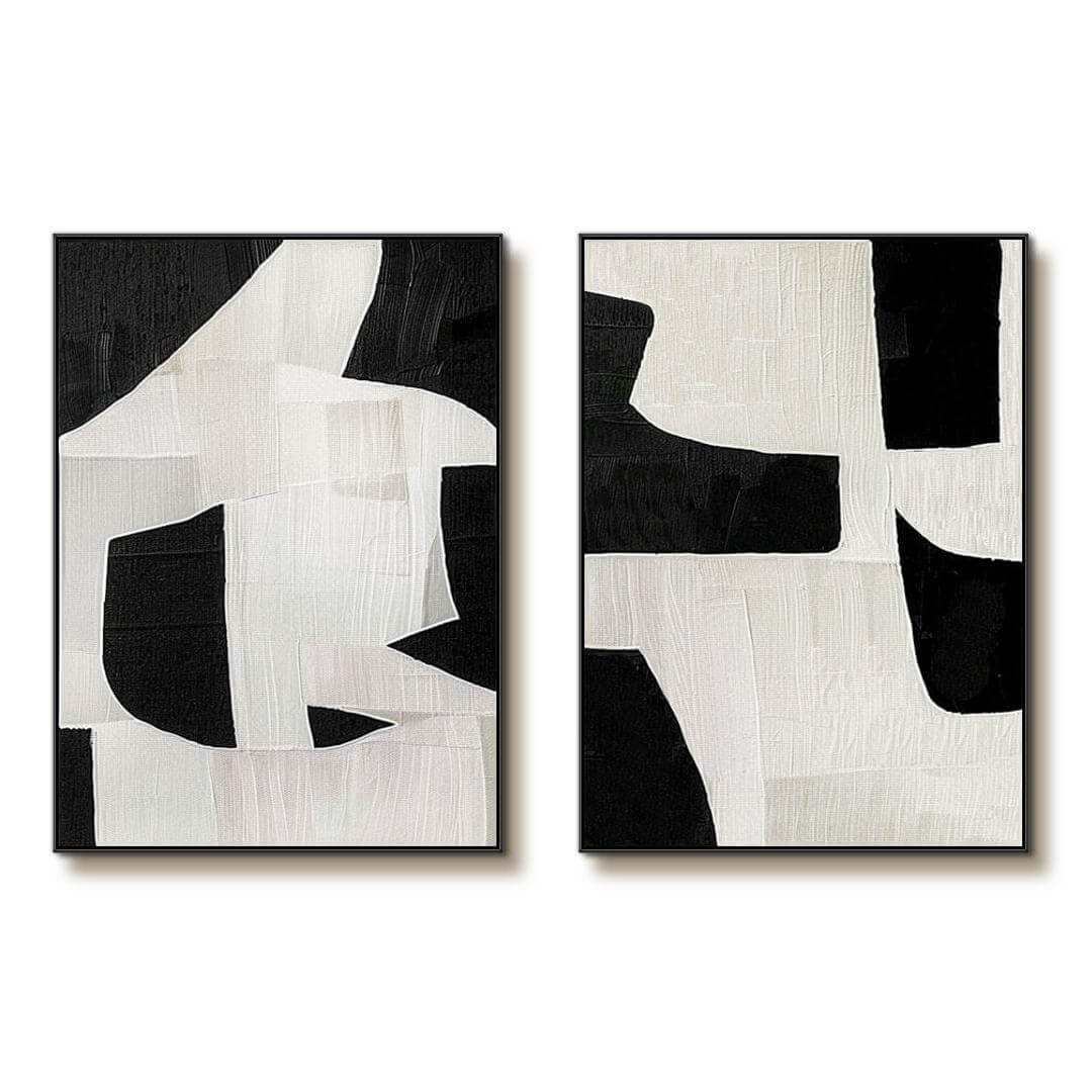 Fragmented Harmony I - Modern Abstract Wall Art Set of 2