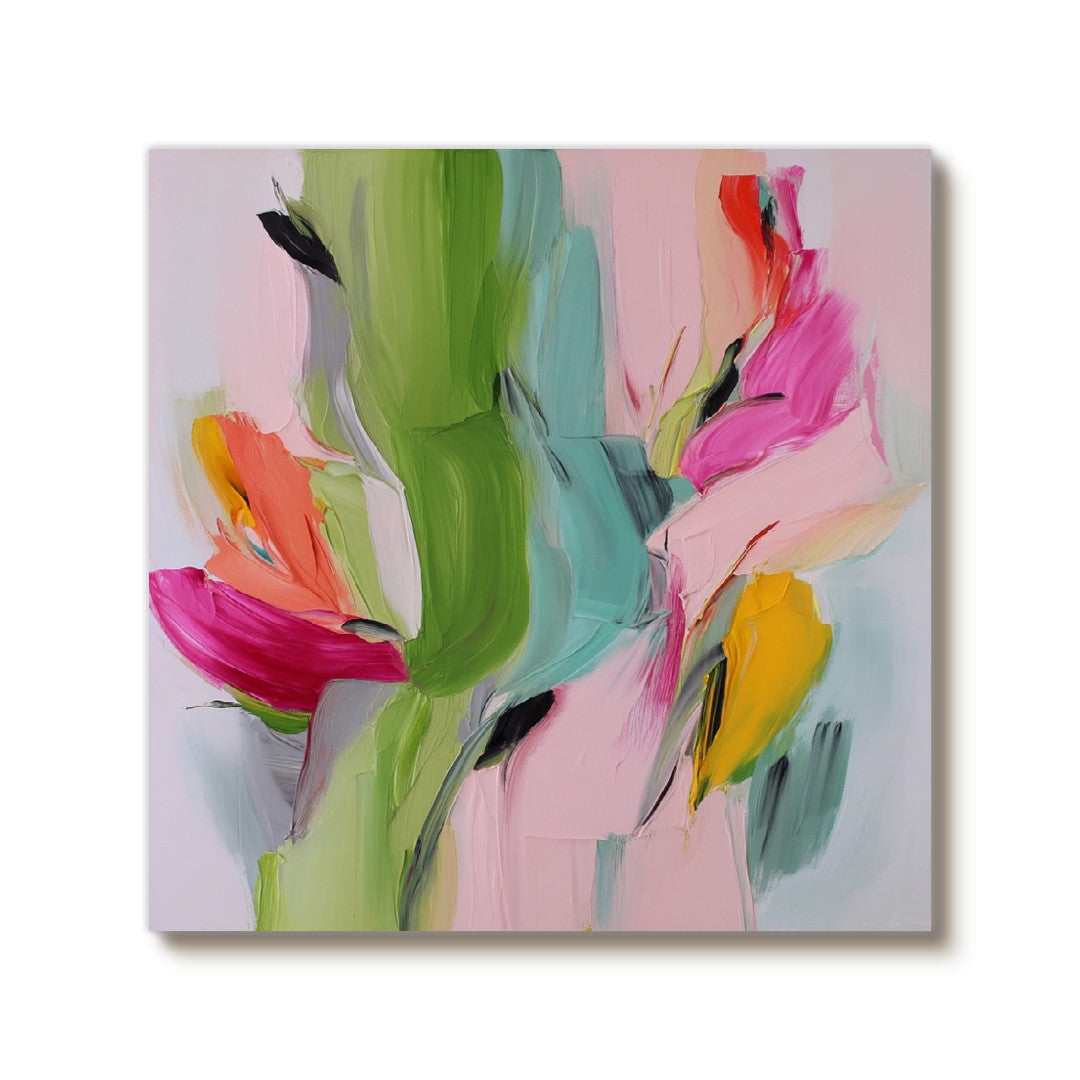 Spring Torrent - olorful Textured Hand Painted Abstract Floral Wall Art