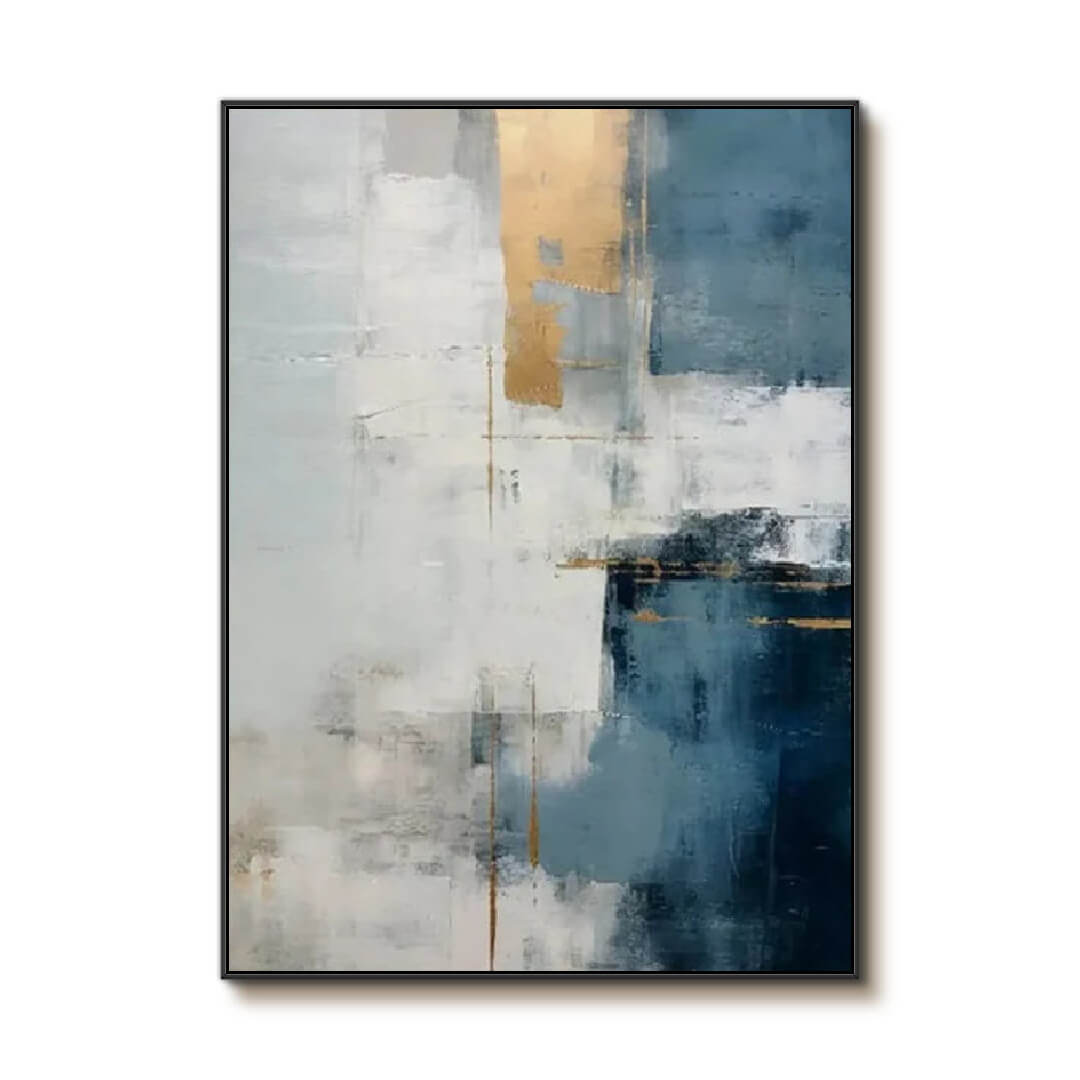 Blue Division - Modern Blue and Gold Abstract Canvas Art