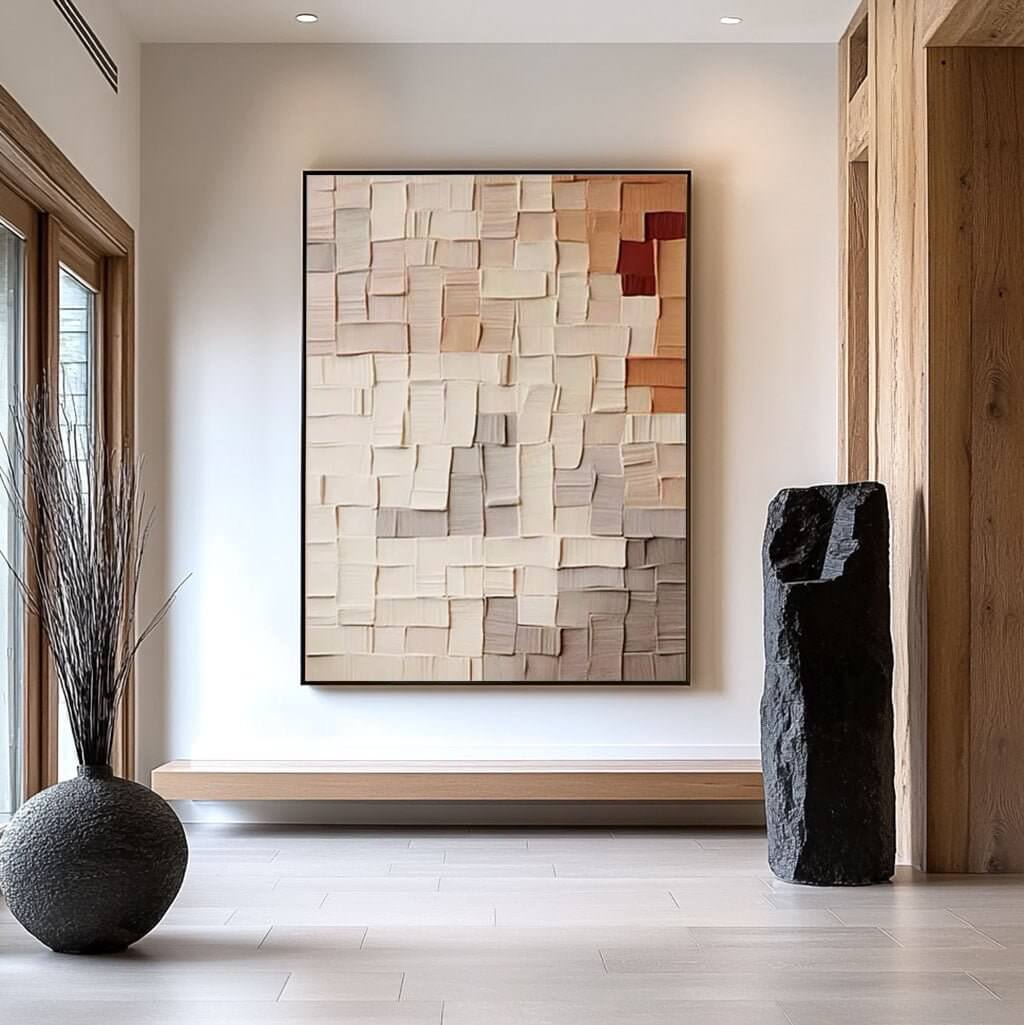 Color Code - Neutral Toned Textured Abstract Wall Art