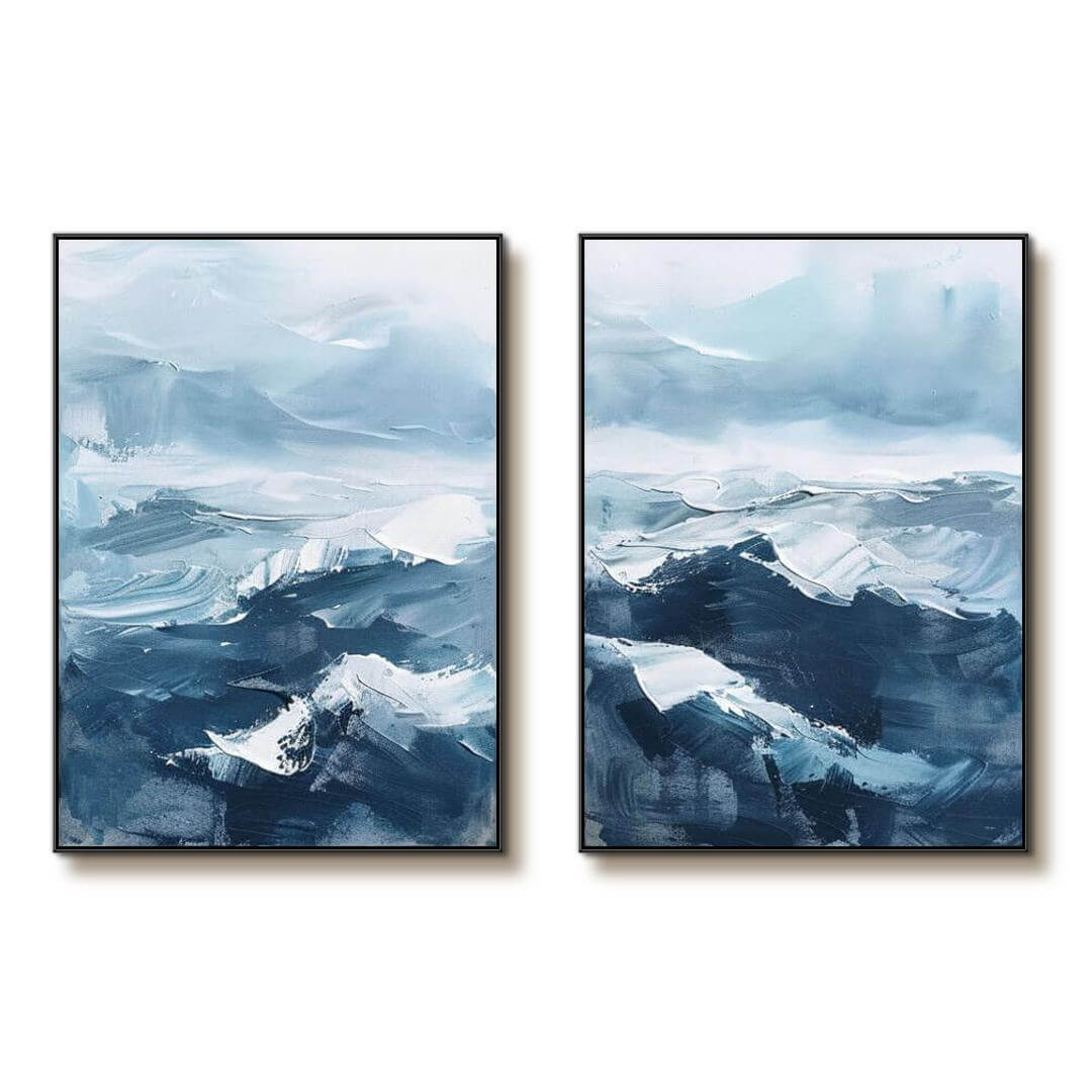 Choppy Waters - Original Abstract Canvas Art Set of 2