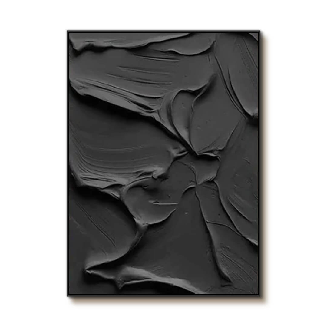 Coalescence - Black Textured Abstract Wall Art