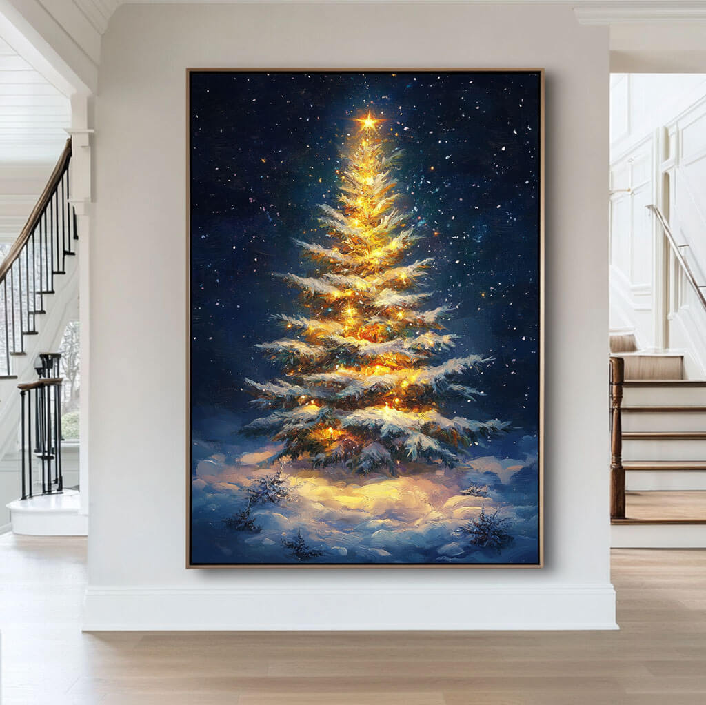 Shining Bright At Christmas Night - Acrylic Art Painting