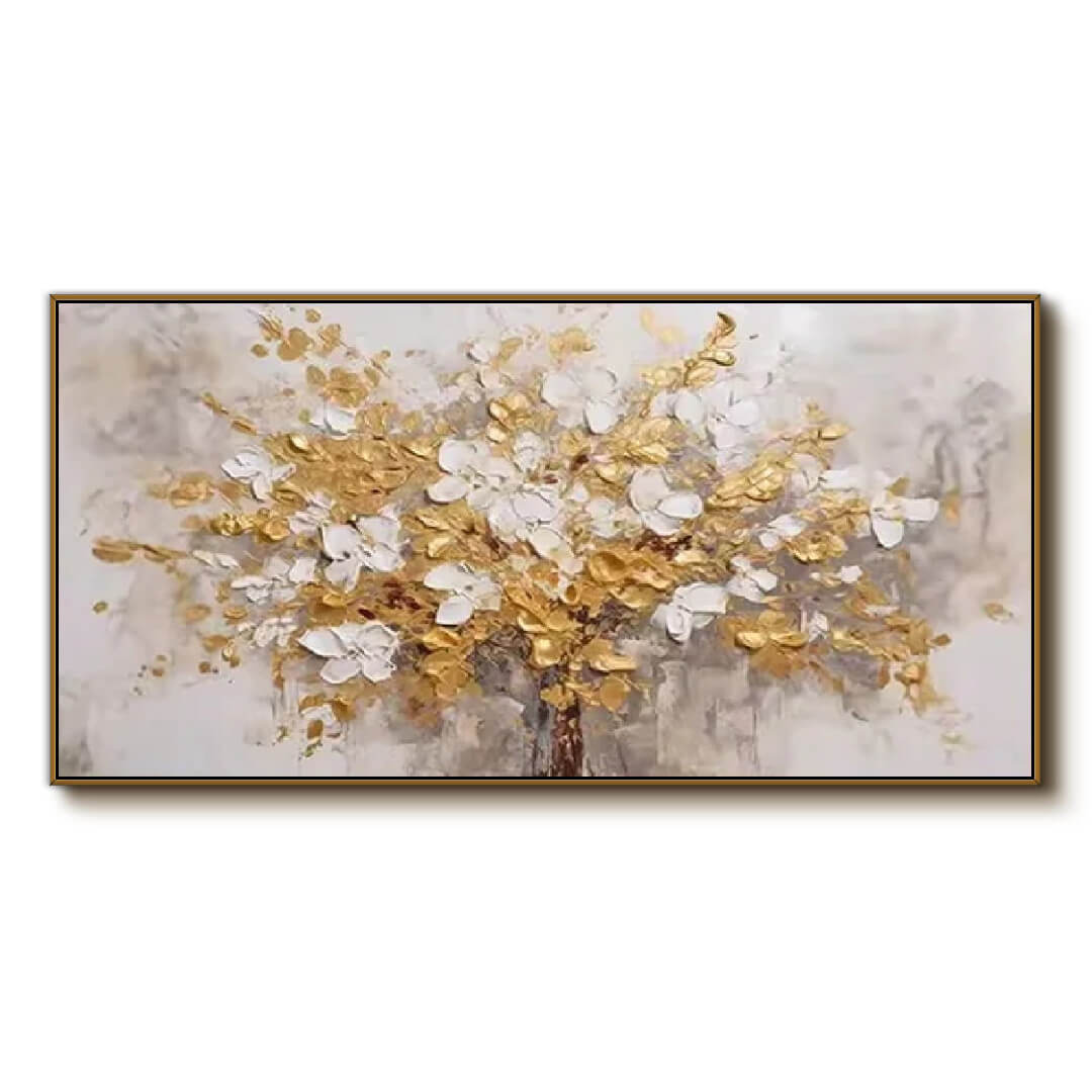 Bloomfire I - Textured Floral Panoramic Wall Art Painting