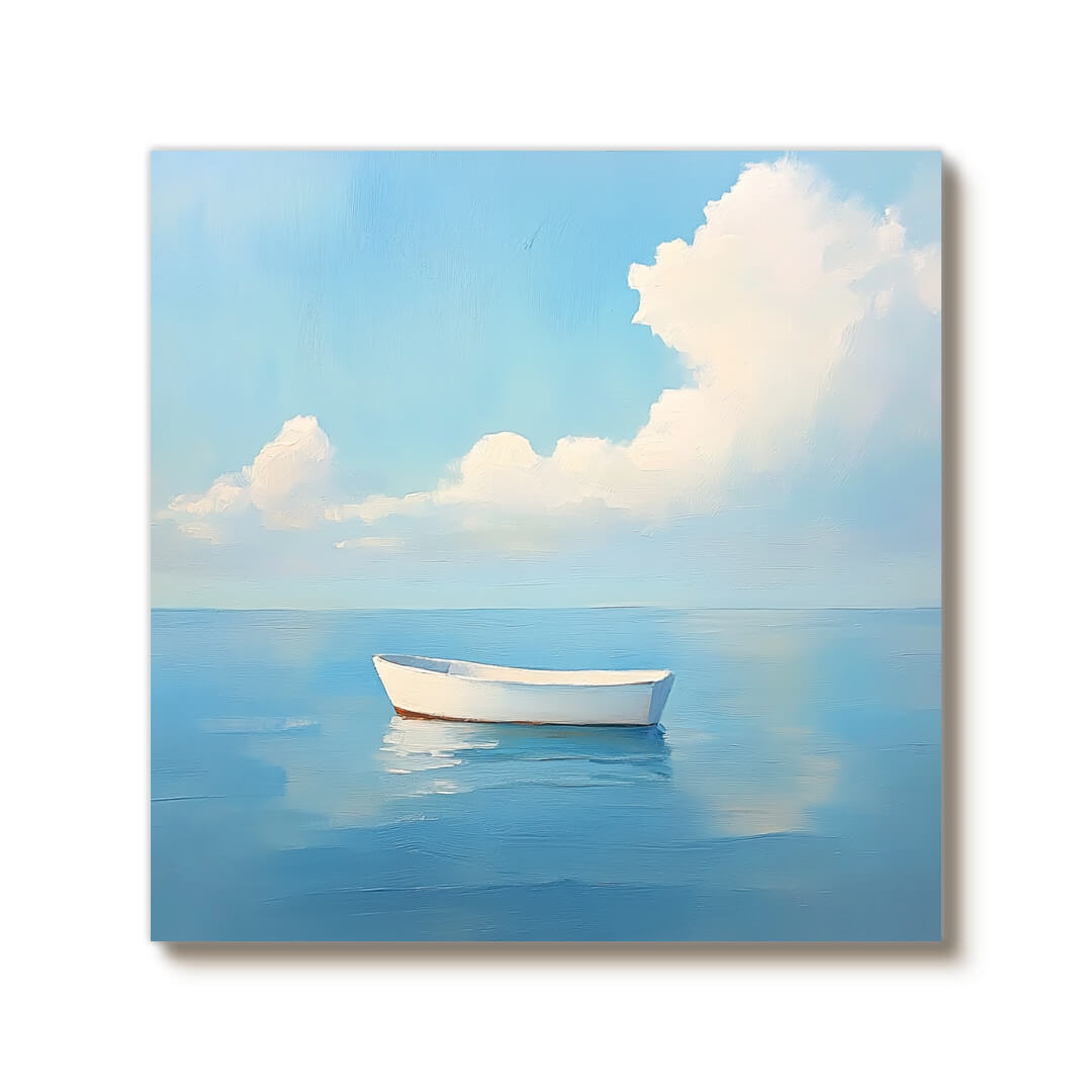 White Boat - Seascape Wall Art Painting