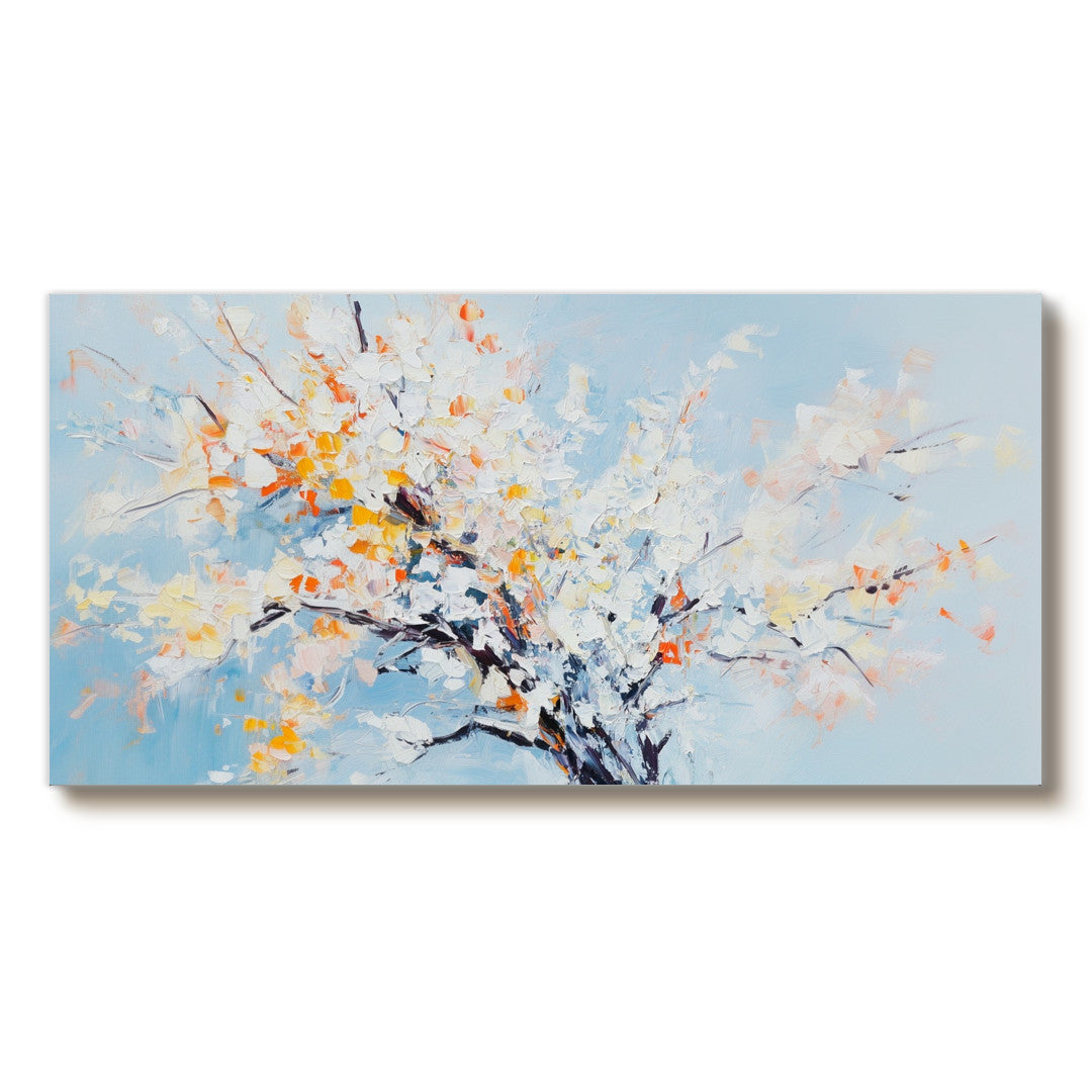 An Ode to Pale Blue - Modern Impasto Abstract Flowering Tree Wall Art