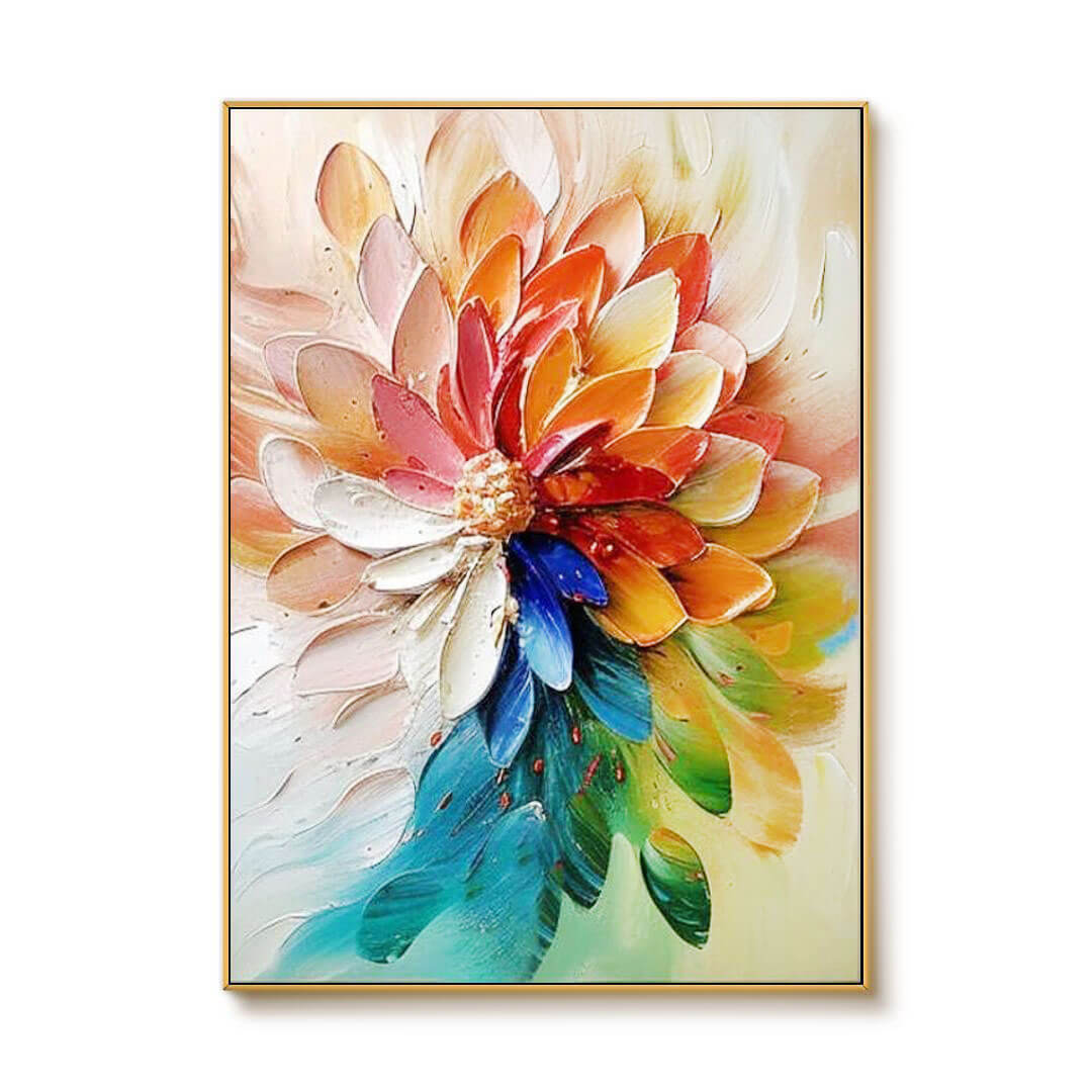 Blooming Flowers I - Floral Textured Abstract Art Painting
