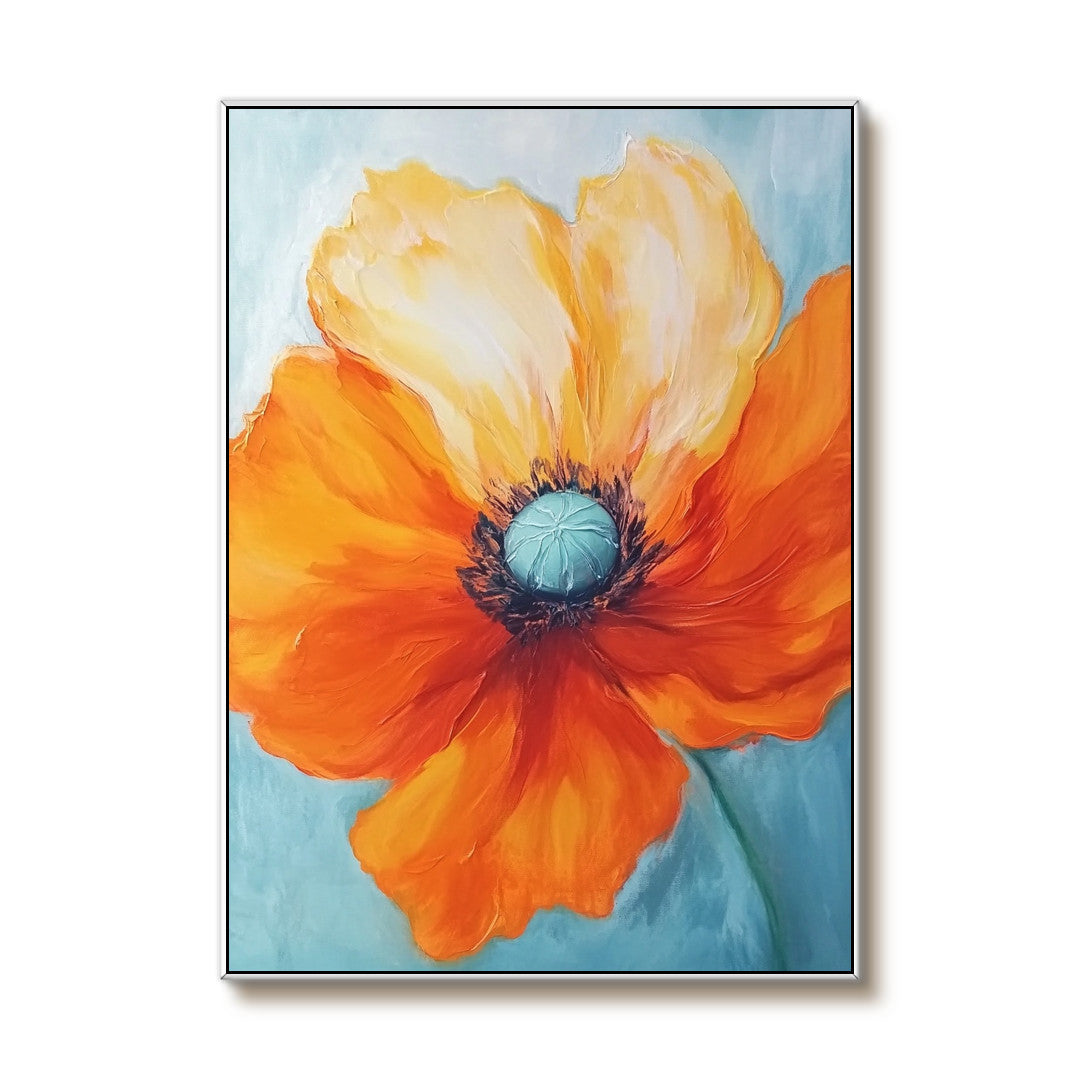Summer Focus - Modern Impasto Orange Floral Oil Painting