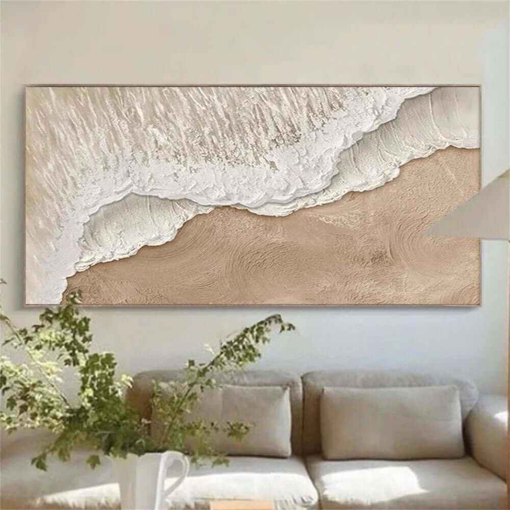 Waves over Sand - Textured Beach Wave Canvas Wall Art