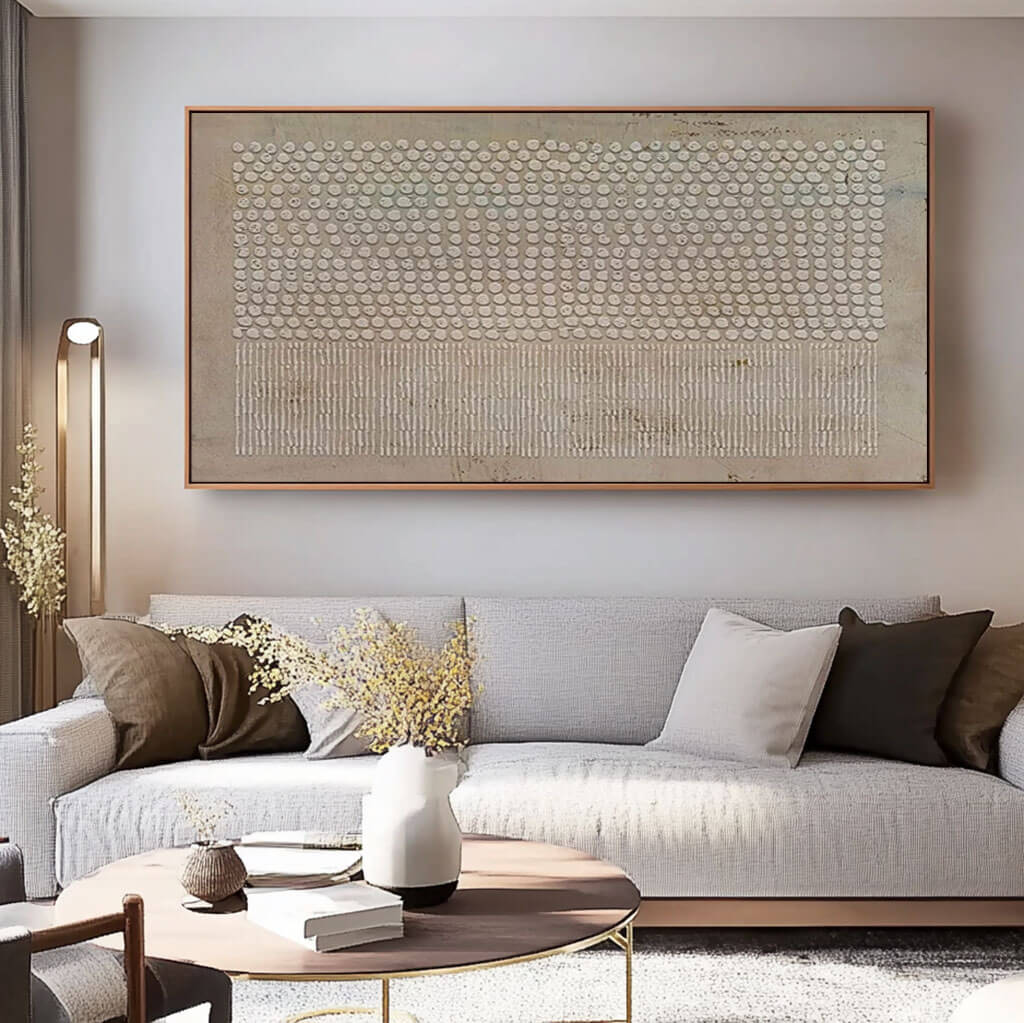 Invariable - Beige Abstract Panoramic Wall Art Painting