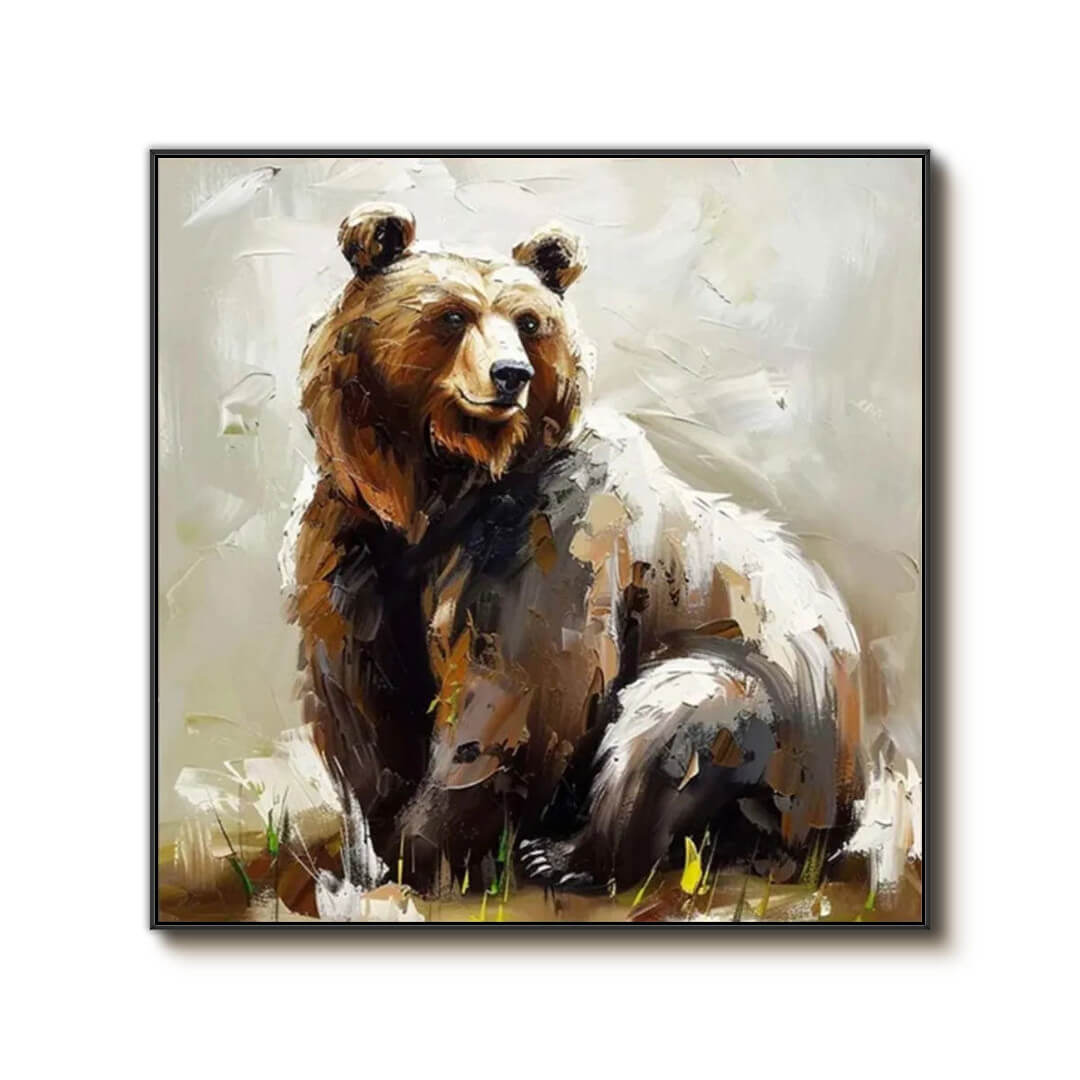 Seated Brown Bear - Modern Abstract Animal Wall Art
