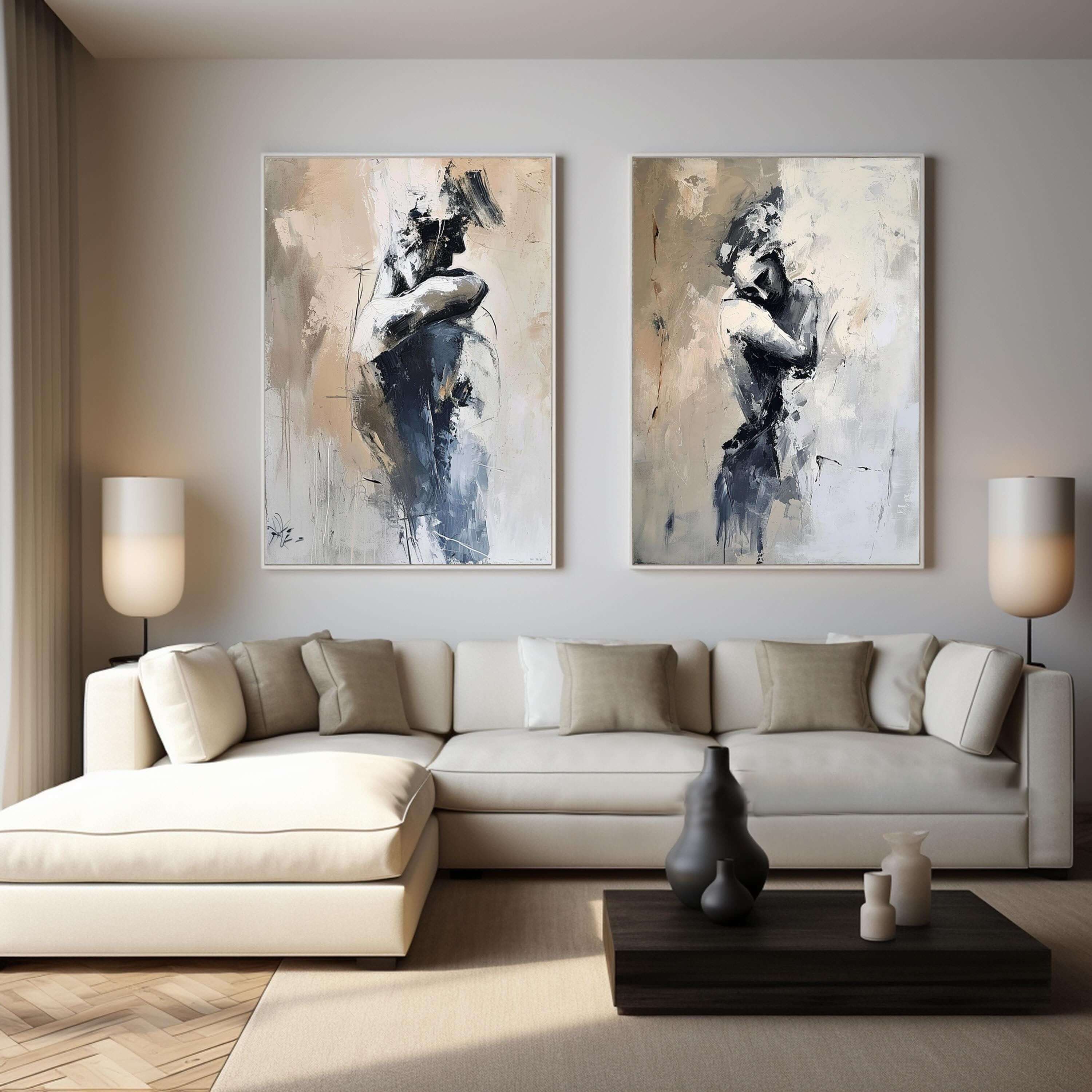 Embrace - Abstract Figurative Wall Art Set of 2
