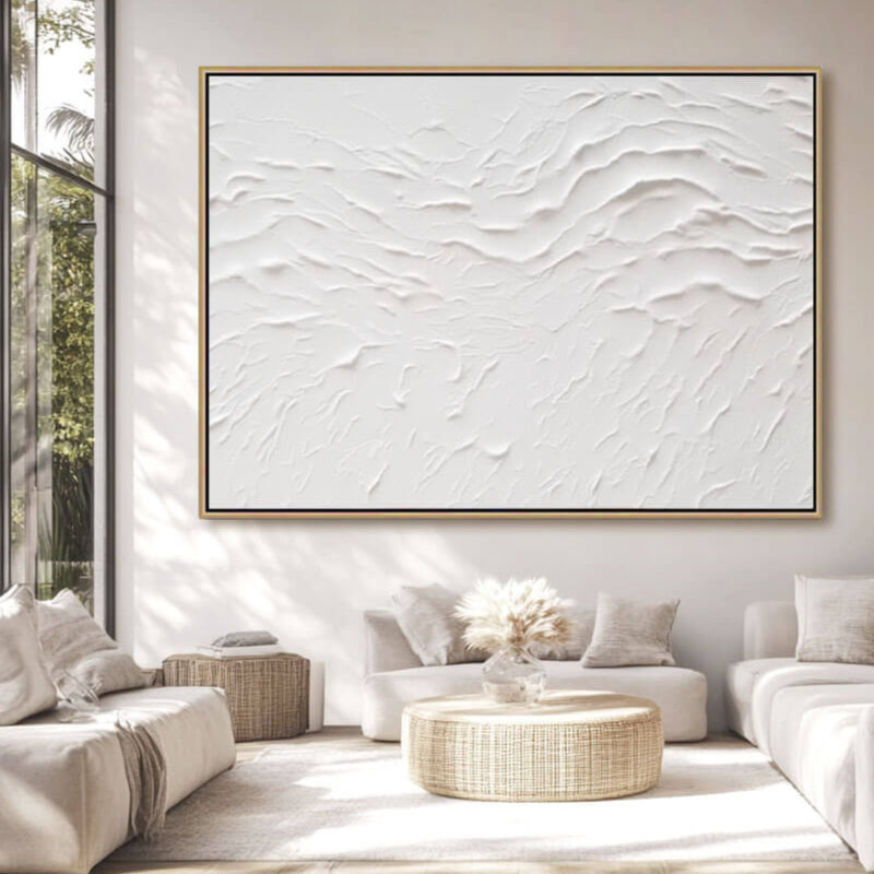 White Ripple - Minimalist Textured Abstract Art