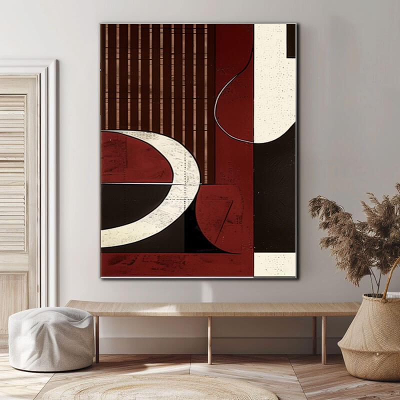 Composition with Red and Black - Original Abstract Canvas Art Painting