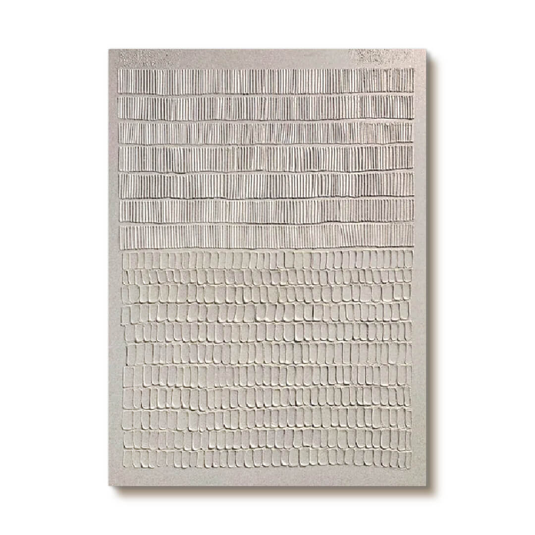 Divide - White Minimalist Textured Wall Art Painting