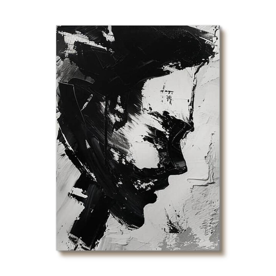 Face II - Black and White Abstract Wall Art Painting