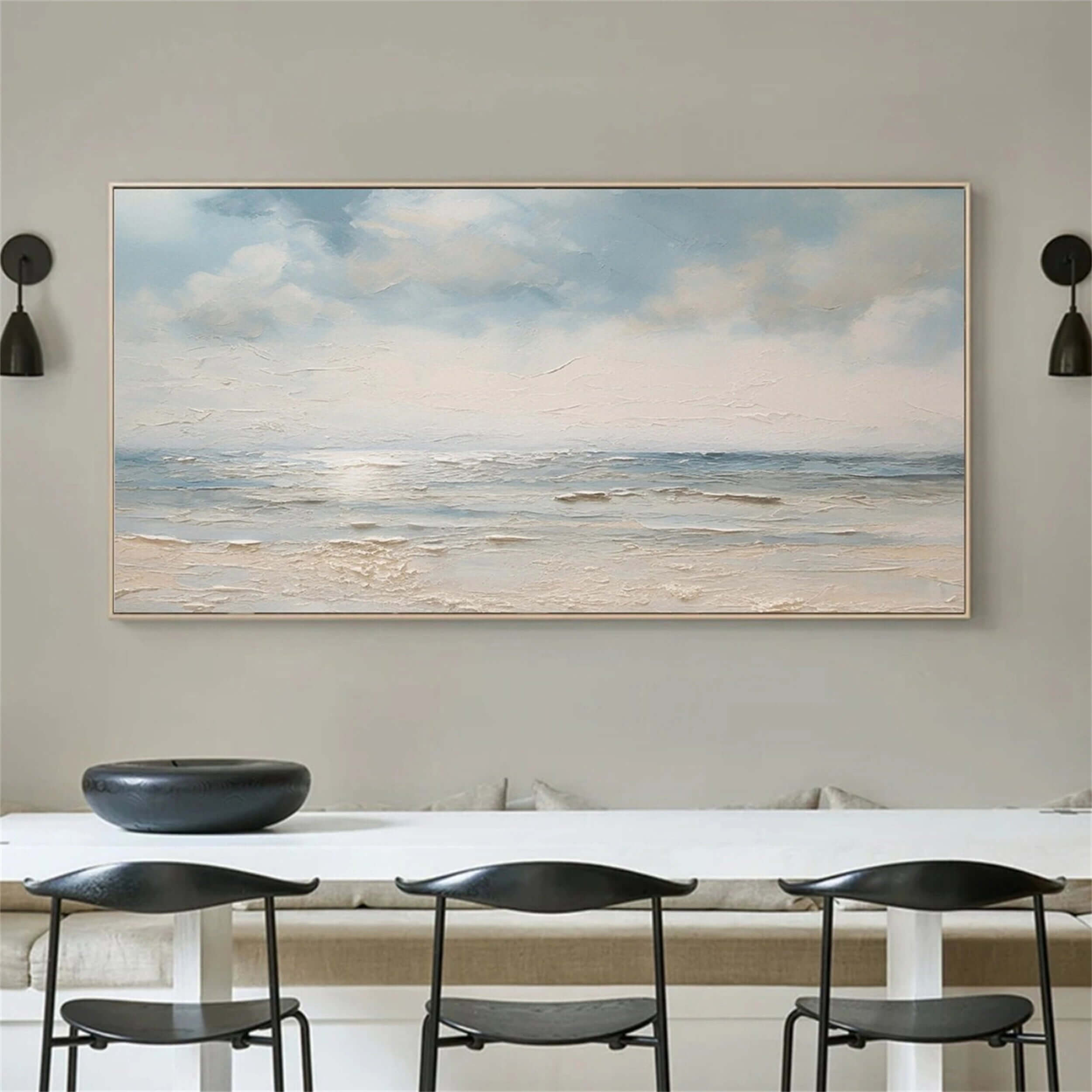 Skylight and Sea Hue - Textured Seascape Canvas Art