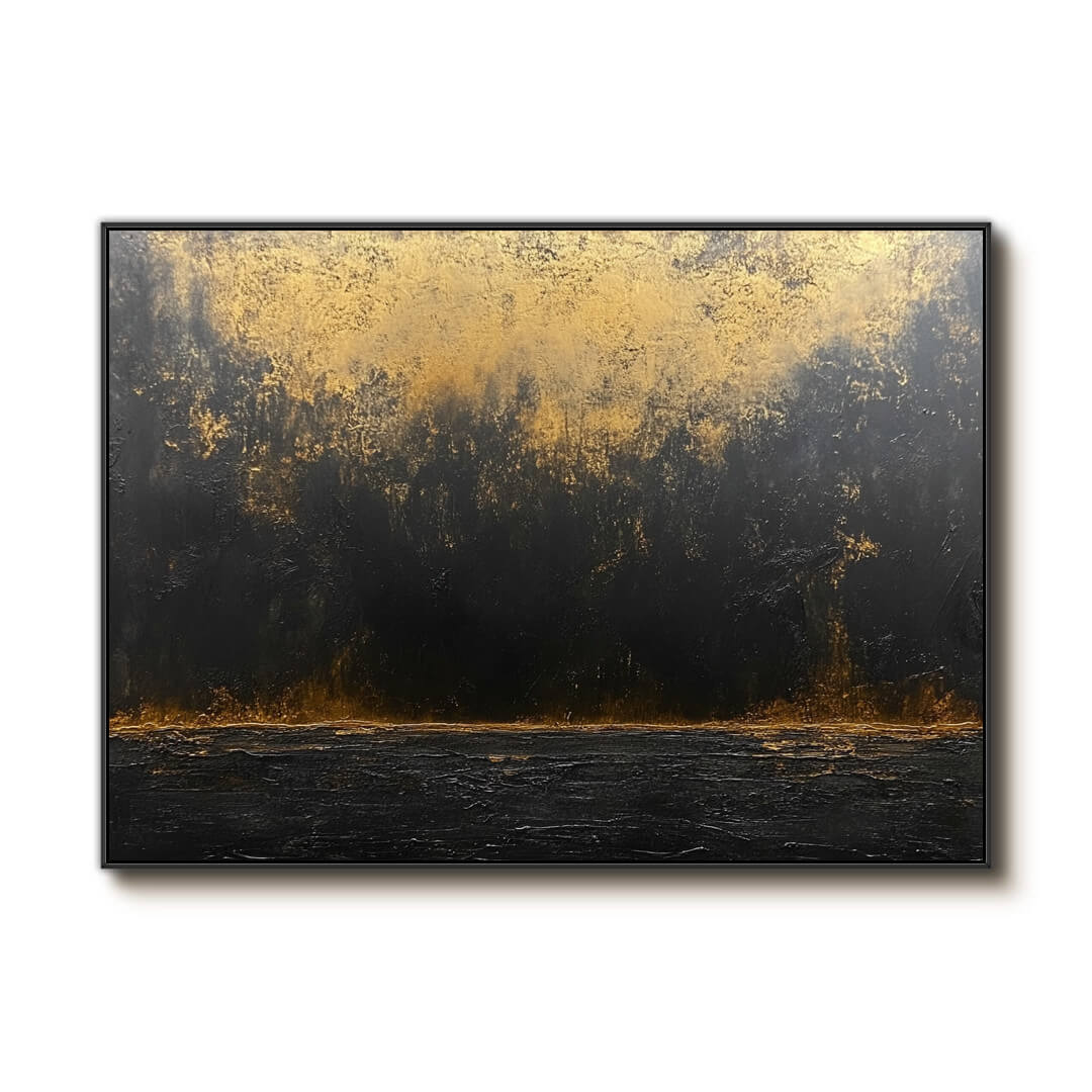 Lava - Black and Gold Abstract Wall Art Painting
