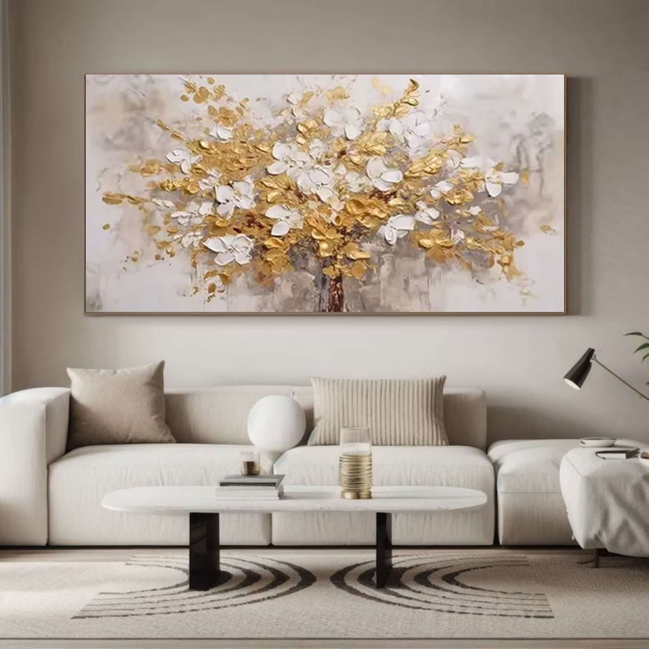Bloomfire I - Textured Floral Panoramic Wall Art Painting