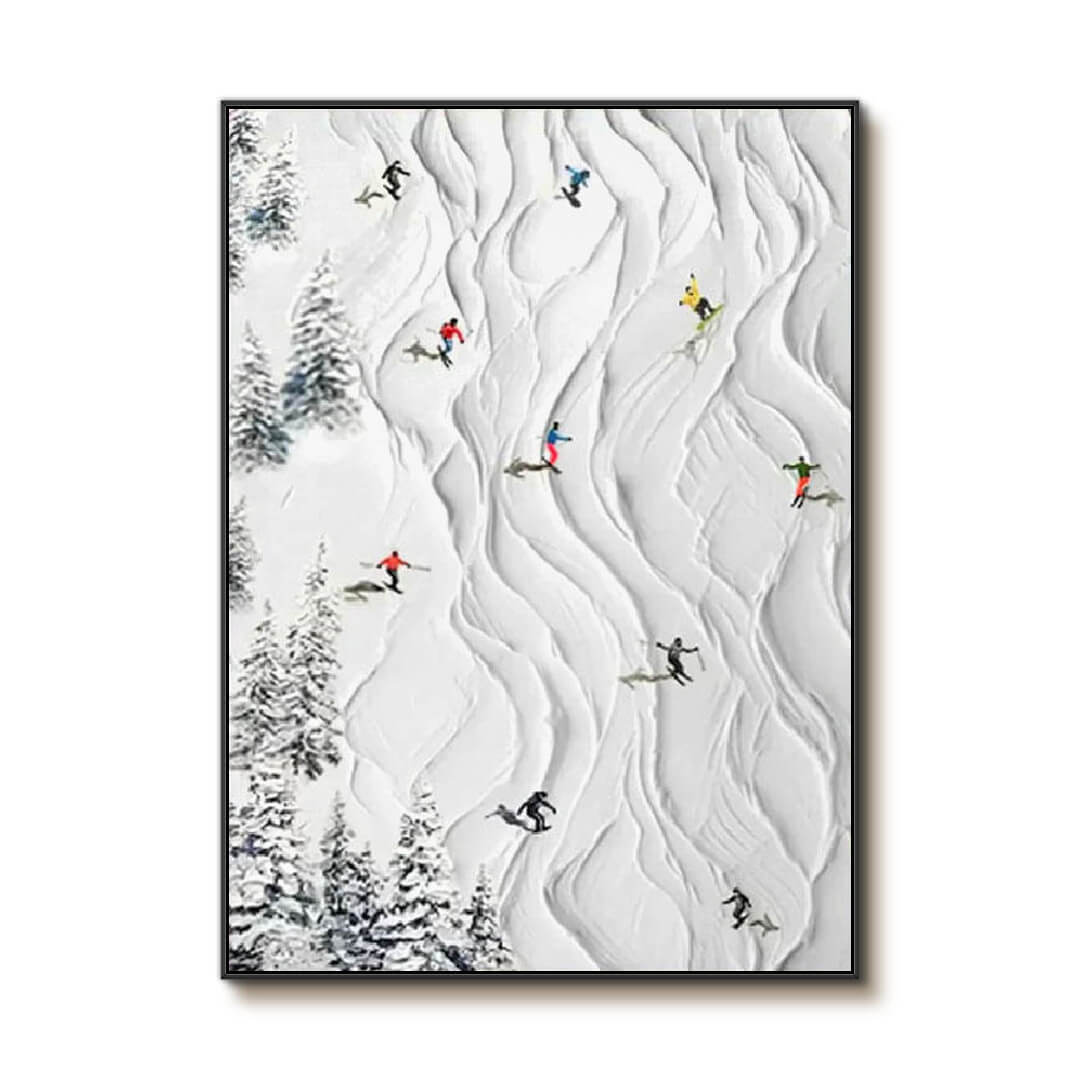 Alpine Diaries - Skiers on Snowy Mountain Canvas Art