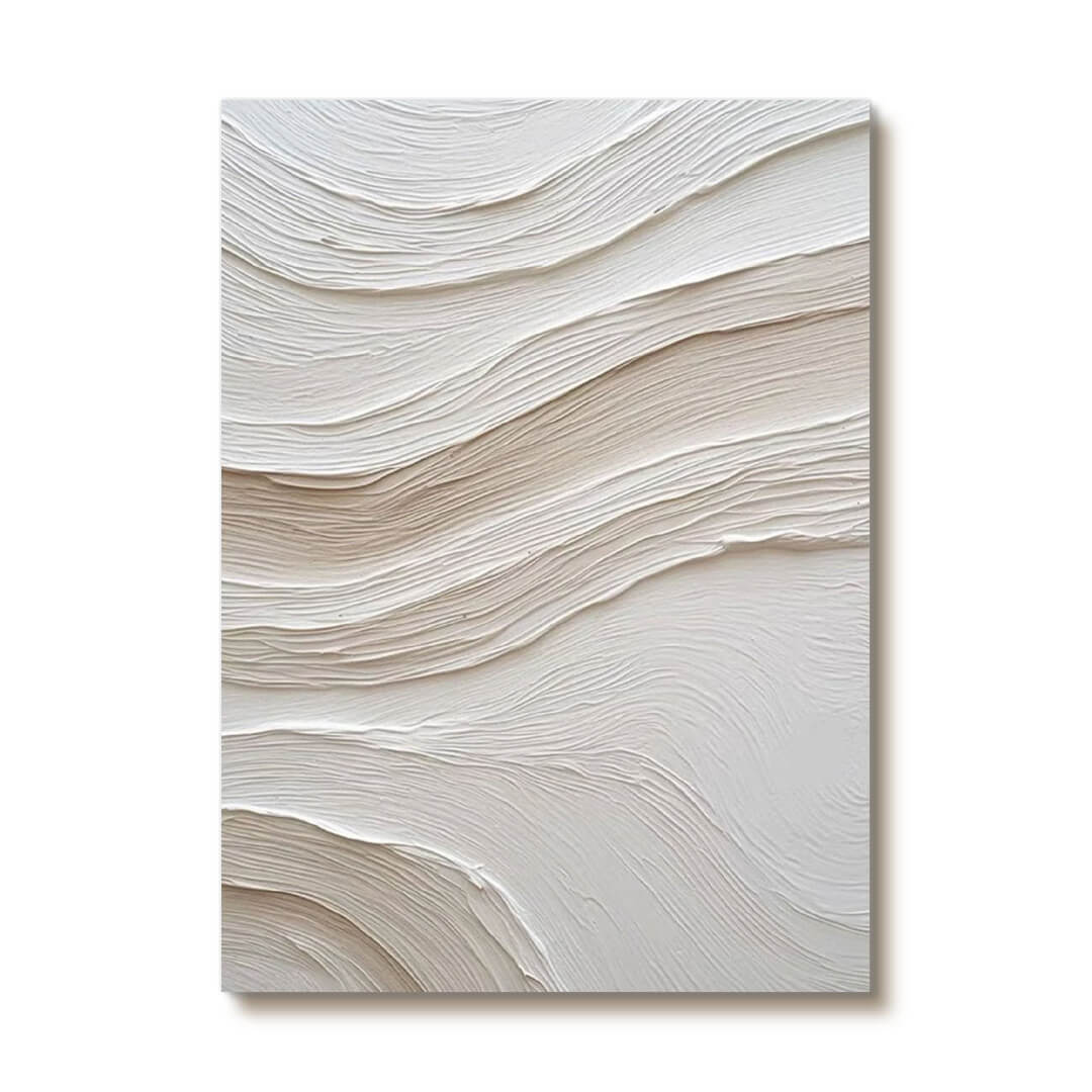 Wind Carved - Minimalist White 3D Texture Canvas Art