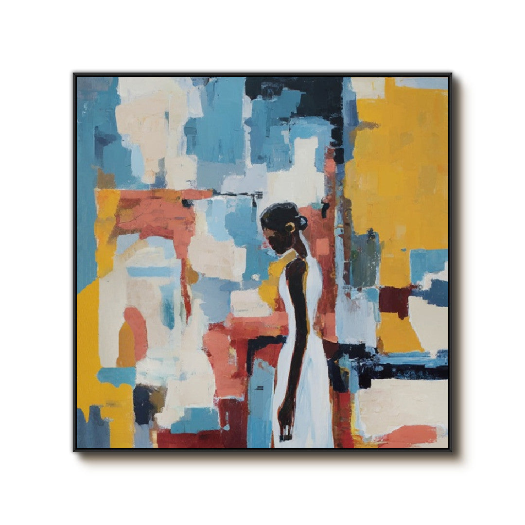 Vibrant Contemplation - Modern Abstract Woman Portrait Wall Art
