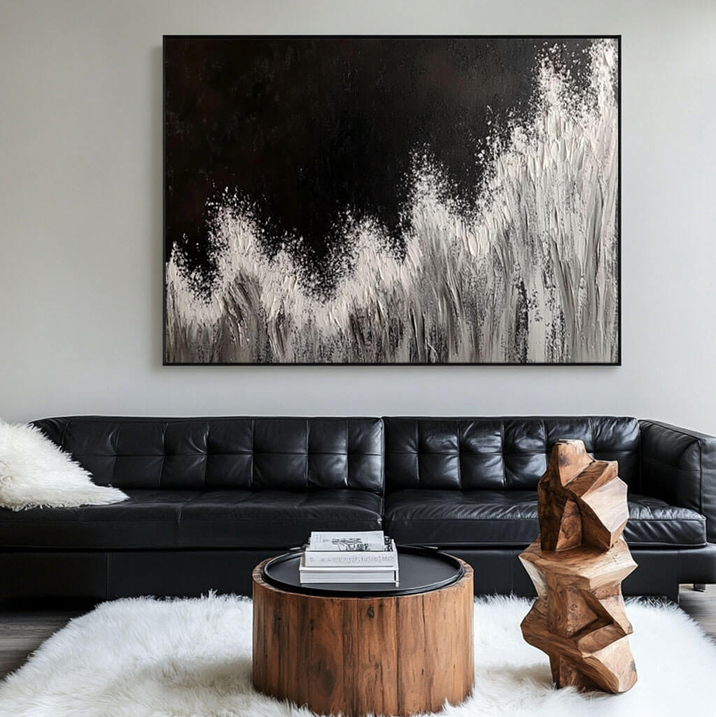 Splash - Black and White Abstract Art Painting