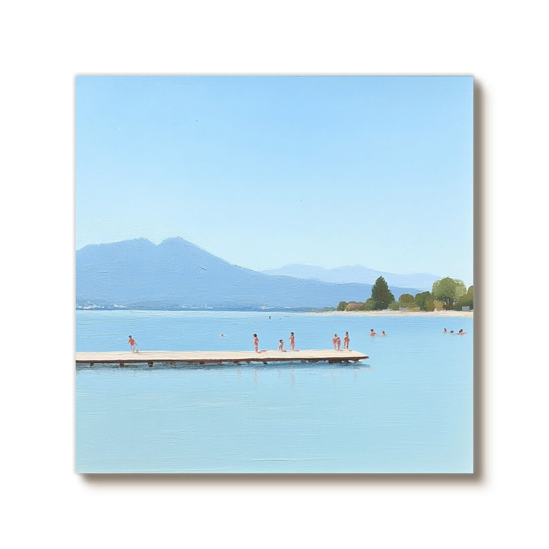 Into East Lake I - Modern Blue Canvas Art Painting