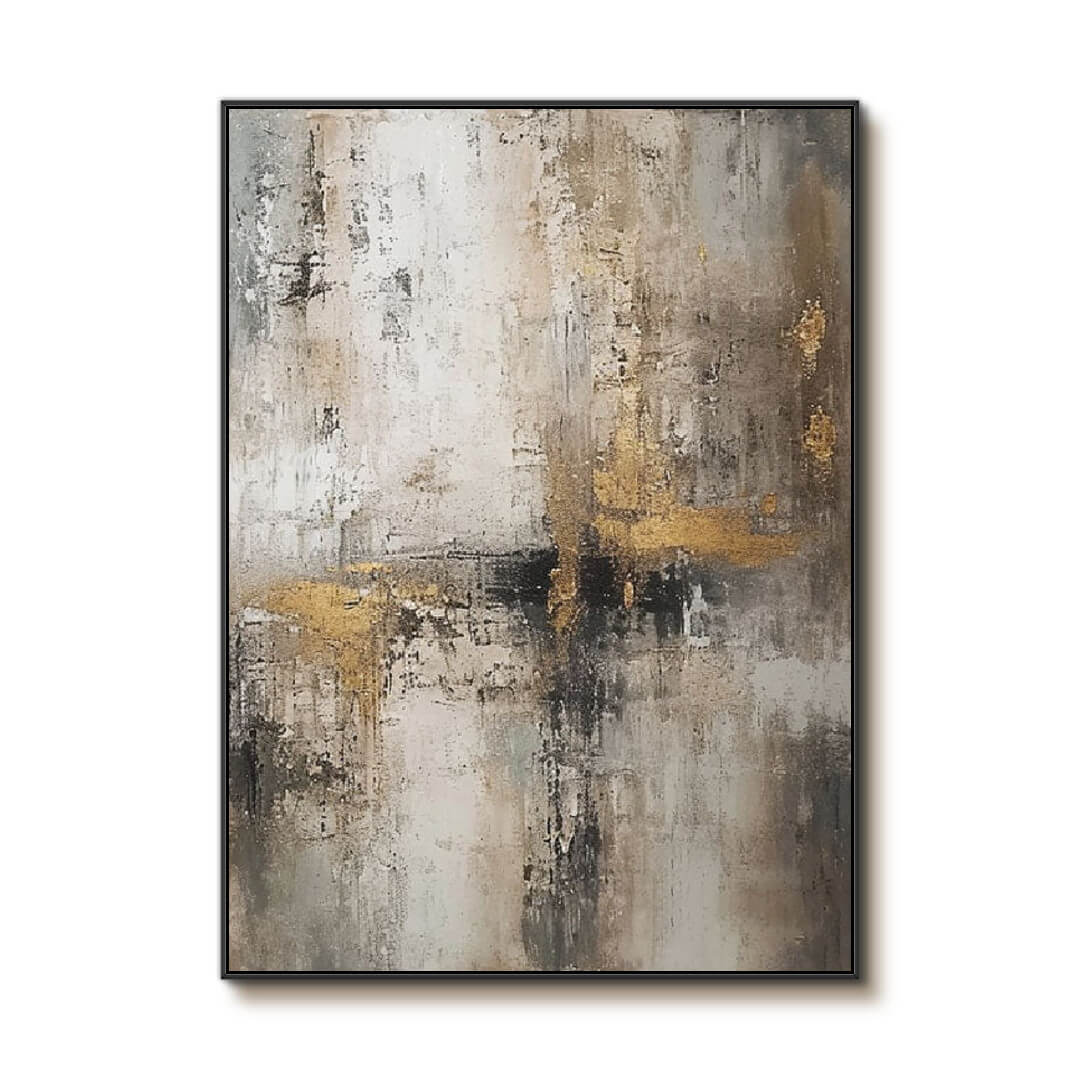 Golden Crossfade - Beige and Gold Minimalist Abstract Art