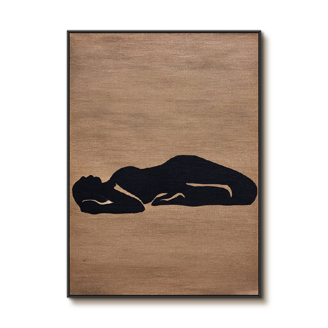 Contours of Serenity - Large Wabi Sabi Minimalist Black Silhouette Wall Art