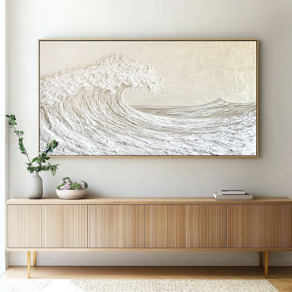 Majestic Waves I - Plaster Textured Canvas Art Painting