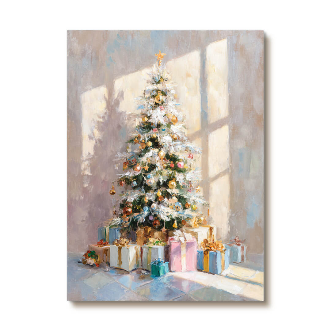 Morning of Christmas - Hand-Painted Christmas Tree Oil Painting