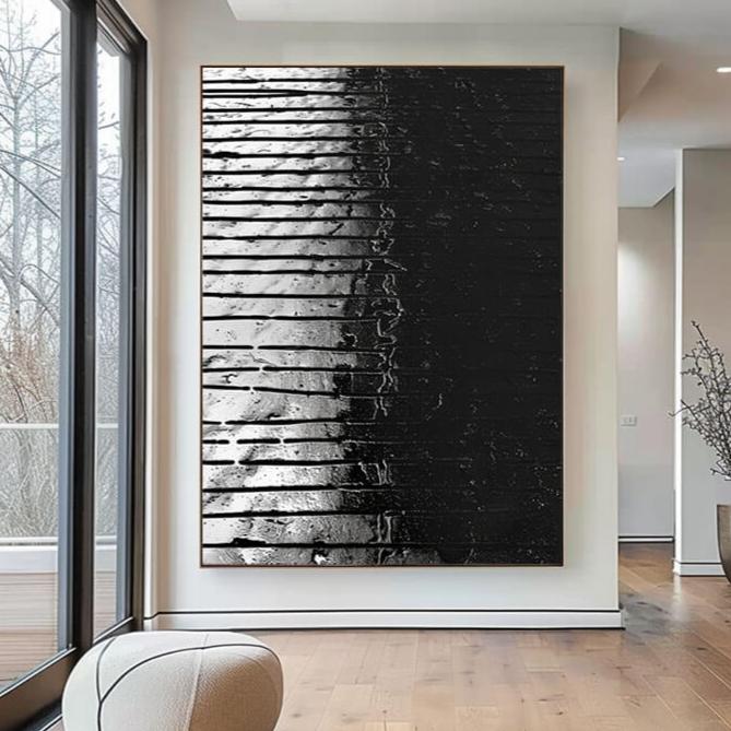 Nocturnal Rhythm - Original Black And White Abstract Wall Art