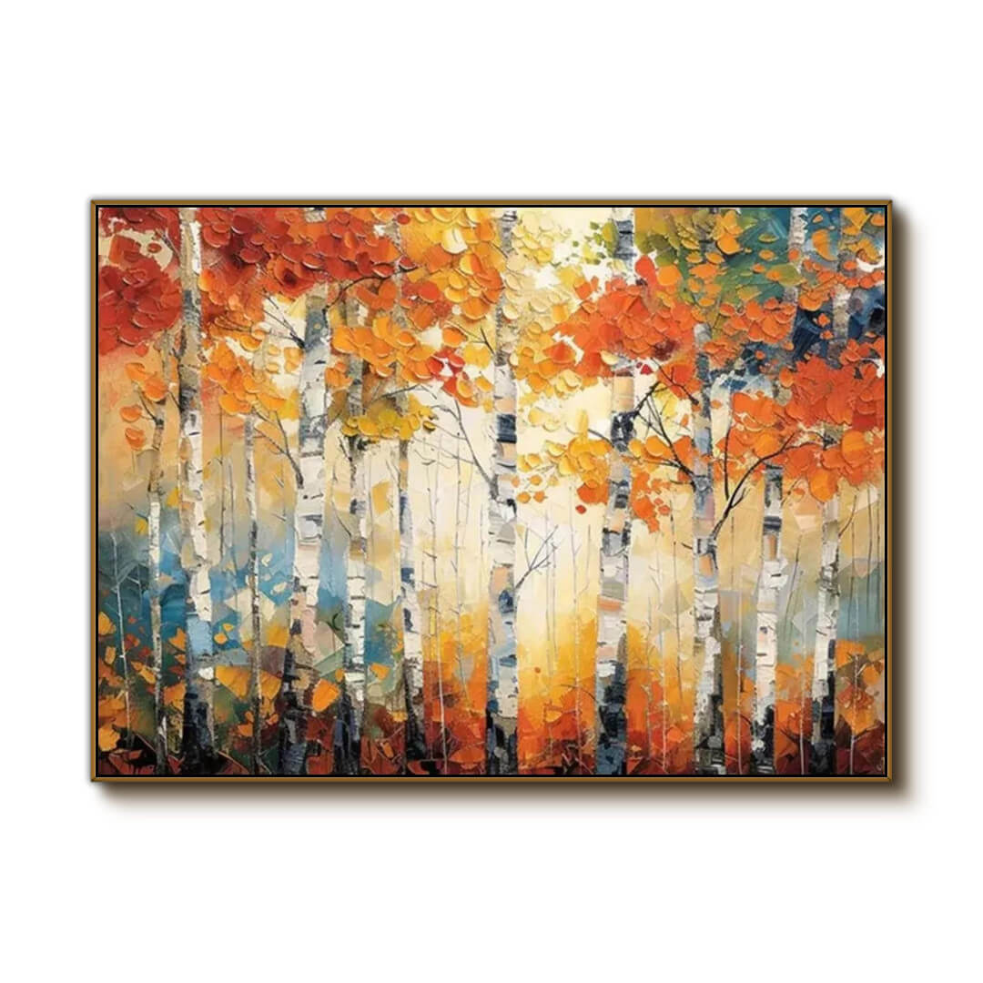 Birchfire - Abstract Fall Landscape with Birch Trees