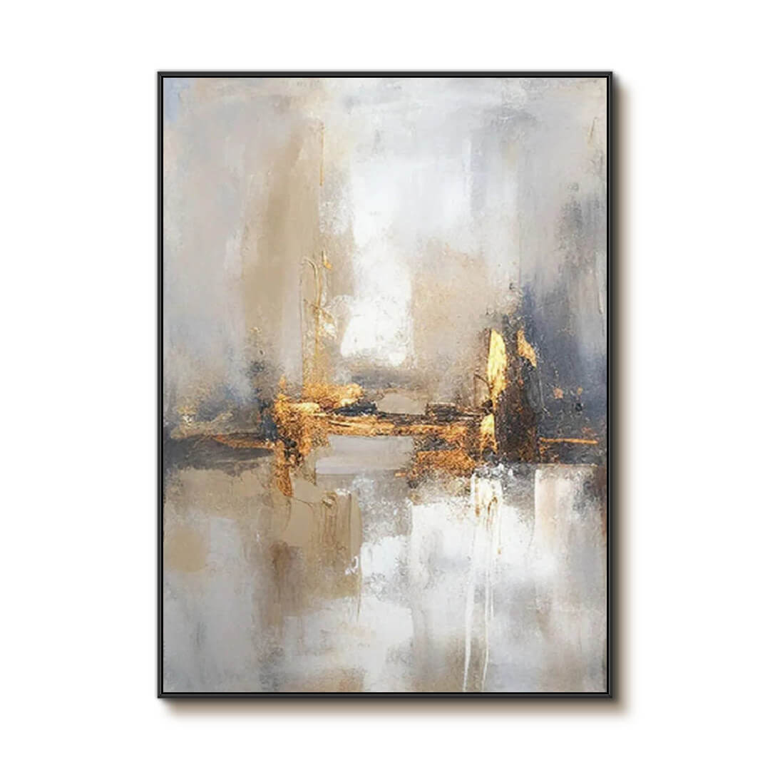 Twilight Core - Abstract Gold and Grey Wall Art