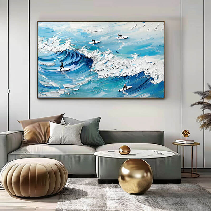 Surfing I - Large Original Textured Wall Art Painting